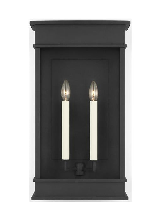 Generation Lighting Cupertino Transitional 2-Light Outdoor Large Wall Lantern Sconce Light Textured Black With Clear Glass Panels (CO1482TXB)