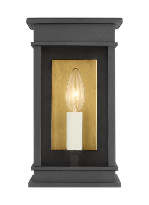 Generation Lighting Cupertino Transitional 1-Light Outdoor Medium Wall Lantern Sconce Light Textured Black With Clear Glass Panels (CO1491TXB)