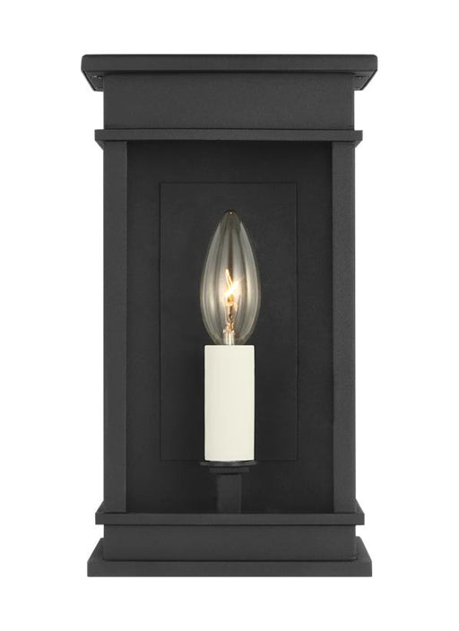 Generation Lighting Cupertino Transitional 1-Light Outdoor Mini Wall Lantern Sconce Light In Textured Black Finish With Clear Glass Panels (CO1511TXB)
