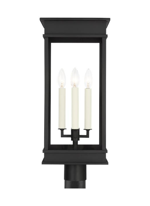 Generation Lighting Cupertino Transitional 4-Light Outdoor Large Post Lantern In Textured Black With Clear Glass Panels (CO1524TXB)