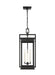 Generation Lighting Cupertino Transitional 4-Light Outdoor Large Pendant Ceiling Hanging Lantern Light Textured Black-Clear Glass Panels (CO1534TXB)