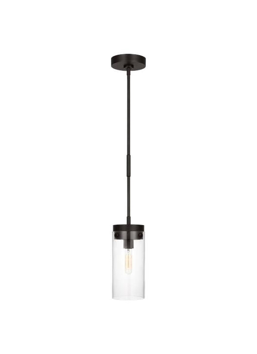 Generation Lighting Chapman And Myers Garrett 1-Light Dimmable Medium Cylinder Pendant In Aged Iron Finish With Clear Glass Shade (CP1001AI)