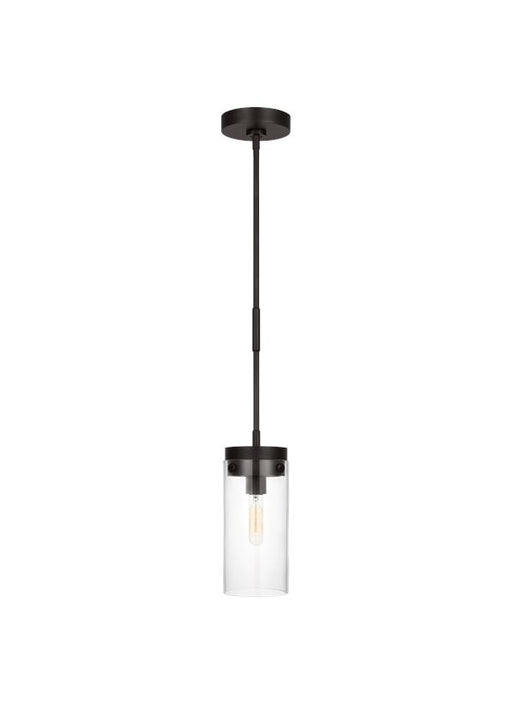 Generation Lighting Chapman And Myers Garrett 1-Light Dimmable Medium Cylinder Pendant In Aged Iron Finish With Clear Glass Shade (CP1001AI)