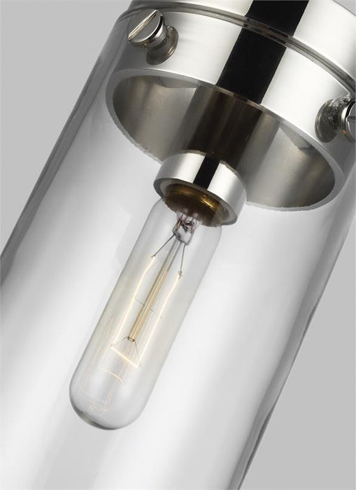 Generation Lighting Garrett Medium Cylinder Pendant Polished Nickel Finish With Clear Glass Shade (CP1001PN)
