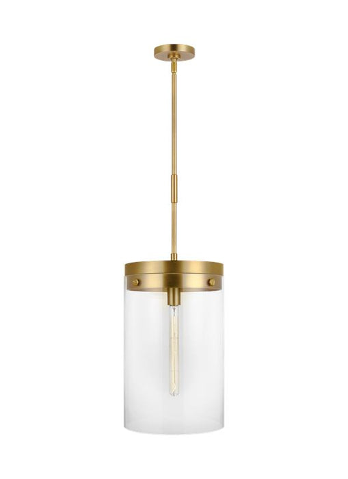 Generation Lighting Garrett Large Cylinder Pendant Burnished Brass Finish With Clear Glass Shade (CP1011BBS)
