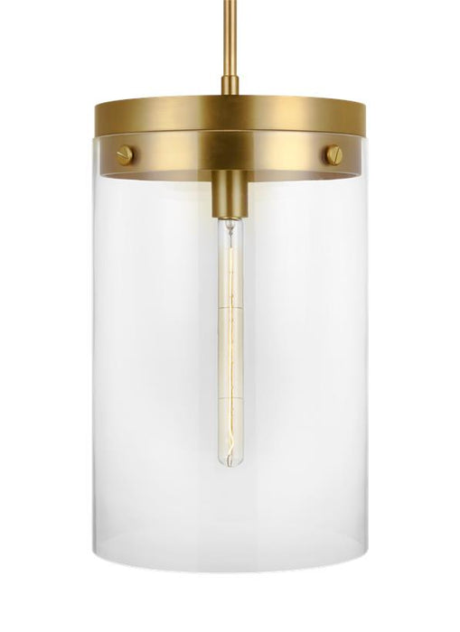 Generation Lighting Garrett Large Cylinder Pendant Burnished Brass Finish With Clear Glass Shade (CP1011BBS)