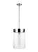 Generation Lighting Garrett Large Cylinder Pendant Polished Nickel Finish With Clear Glass Shade (CP1011PN)