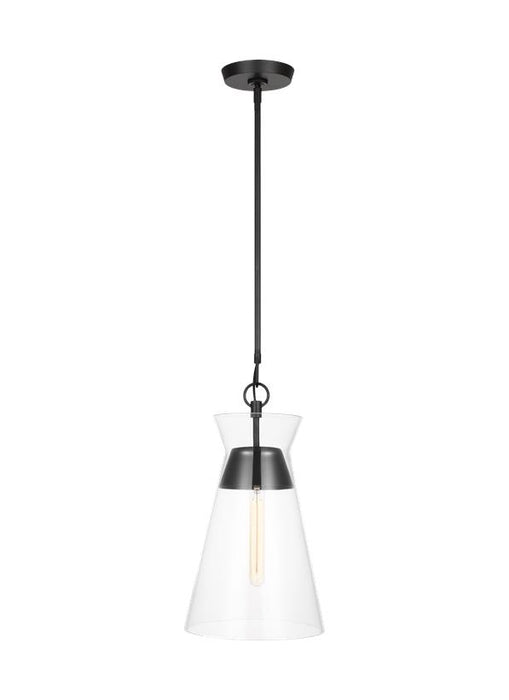 Generation Lighting Chapman And Myers Atlantic 1-Light Dimmable Narrow Pendant In Aged Iron Finish With Clear Glass Shade (CP1021AI)