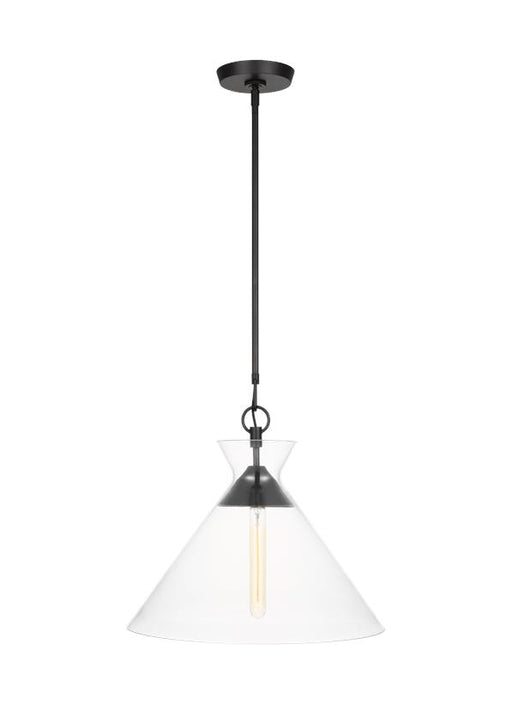 Generation Lighting Chapman And Myers Atlantic 1-Light Dimmable Wide Pendant In Aged Iron Finish With Clear Glass Shade (CP1031AI)