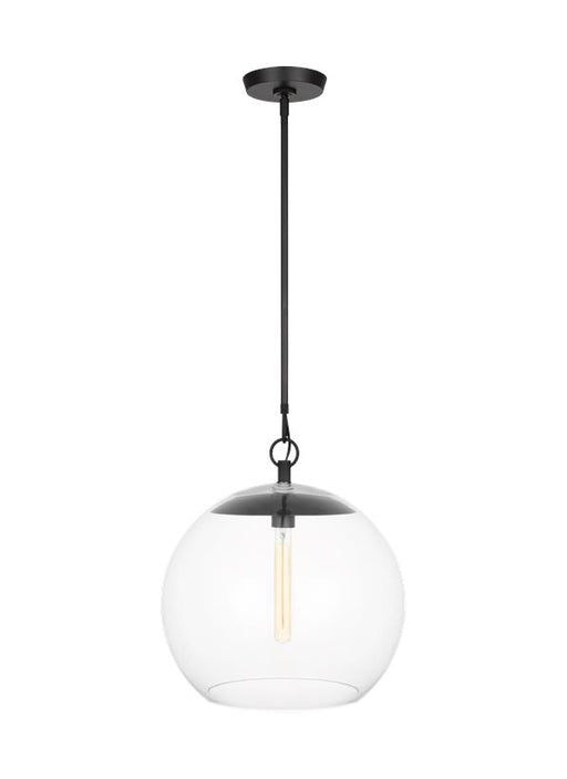 Generation Lighting Chapman And Myers Atlantic 1-Light Dimmable Round Pendant In Aged Iron Finish With Clear Glass Shade (CP1041AI)