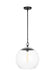 Generation Lighting Chapman And Myers Atlantic 1-Light Dimmable Round Pendant In Aged Iron Finish With Clear Glass Shade (CP1041AI)