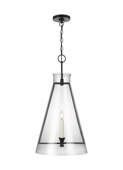 Generation Lighting Keystone Large Pendant Aged Iron Finish With Clear Glass Shade (CP1091AI)