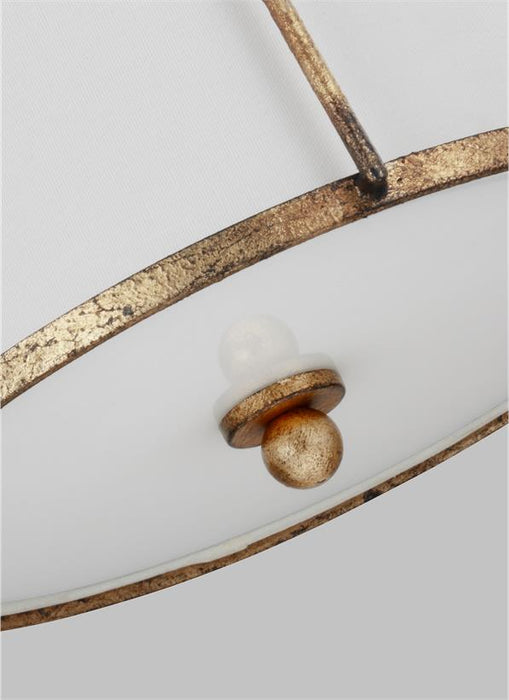 Generation Lighting Stonington Small Hanging Shade Antique Gild Finish With White Linen Fabric Shade (CP1101ADB)