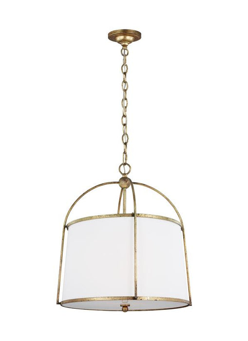 Generation Lighting Stonington Hanging Shade Antique Gild Finish With White Linen Fabric Shade (CP1112ADB)