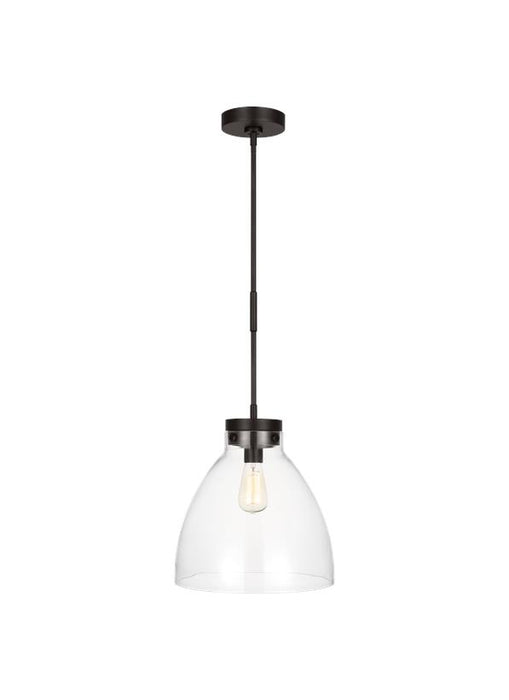 Generation Lighting Chapman And Myers Garrett 1-Light Dimmable Wide Pendant In Aged Iron Finish With Clear Glass Shade (CP1121AI)