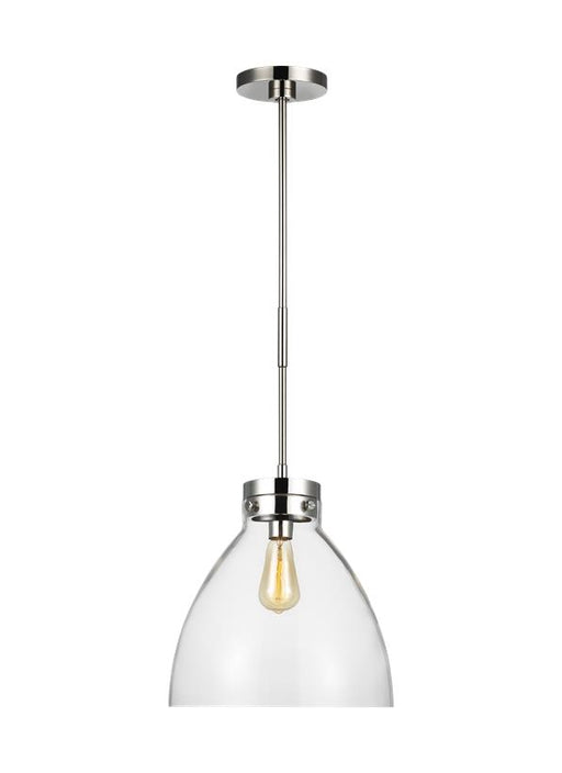 Generation Lighting Garrett Wide Pendant Polished Nickel Finish With Clear Glass Shade (CP1121PN)