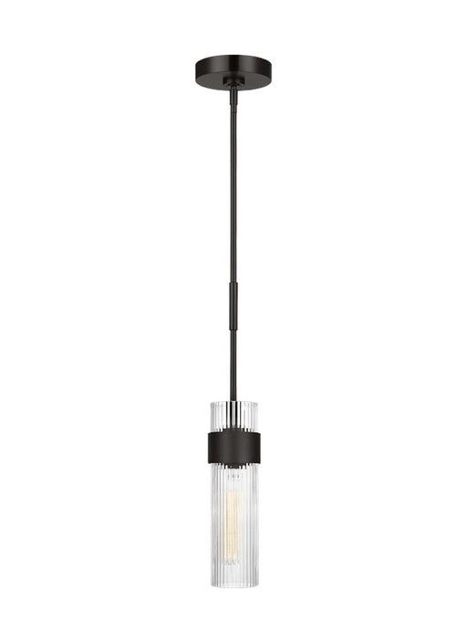 Generation Lighting Geneva Mid-Century 1-Light Indoor Dimmable Medium Pendant Ceiling Chandelier Light Aged Iron With Clear Glass Shades (CP1161AI)
