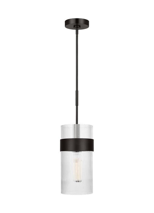 Generation Lighting Geneva Mid-Century 1-Light Indoor Dimmable Large Pendant Ceiling Chandelier Light Aged Iron With Clear Glass Shades (CP1171AI)