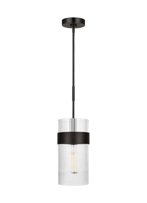 Generation Lighting Geneva Mid-Century 1-Light Indoor Dimmable Large Pendant Ceiling Chandelier Light Aged Iron With Clear Glass Shades (CP1171AI)