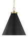 Generation Lighting Wellfleet Large Cone Pendant Midnight Black and Burnished Brass Finish With Midnight Black Steel Shade (CP1281MBKBBS)