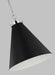 Generation Lighting Wellfleet Large Cone Pendant Midnight Black and Polished Nickel Finish With Midnight Black Steel Shade (CP1281MBKPN)