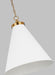 Generation Lighting Wellfleet Large Cone Pendant Matte White and Burnished Brass Finish With Matte White Steel Shade (CP1281MWTBBS)