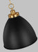 Generation Lighting Wellfleet Medium Dome Pendant Midnight Black and Burnished Brass Finish With Midnight Black Steel Shade (CP1291MBKBBS)