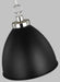 Generation Lighting Wellfleet Medium Dome Pendant Midnight Black and Polished Nickel Finish With Midnight Black Steel Shade (CP1291MBKPN)