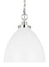 Generation Lighting Wellfleet Medium Dome Pendant Matte White and Polished Nickel Finish With Matte White Steel Shade (CP1291MWTPN)