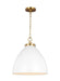 Generation Lighting Wellfleet Large Dome Pendant Matte White and Burnished Brass Finish With Matte White Steel Shade (CP1301MWTBBS)