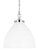 Generation Lighting Wellfleet Large Dome Pendant Matte White and Polished Nickel Finish With Matte White Steel Shade (CP1301MWTPN)