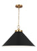 Generation Lighting Wellfleet Wide Cone Pendant Midnight Black and Burnished Brass Finish With Midnight Black Steel Shade (CP1311MBKBBS)
