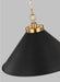 Generation Lighting Wellfleet Wide Cone Pendant Midnight Black and Burnished Brass Finish With Midnight Black Steel Shade (CP1311MBKBBS)