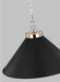 Generation Lighting Wellfleet Wide Cone Pendant Midnight Black and Polished Nickel Finish With Midnight Black Steel Shade (CP1311MBKPN)