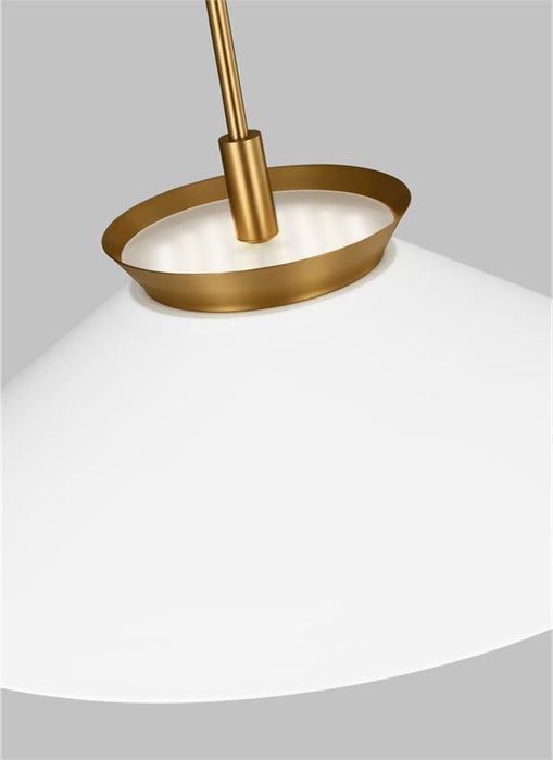 Generation Lighting Ultra Light Wide Pendant Burnished Brass Finish With Frosted Acrylic Diffuser And Matte White Steel Shade (CP1331BBS)