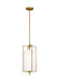 Generation Lighting Perno Mid-Century 1-Light Indoor Dimmable Small Hanging Shade Ceiling Pendant Burnished Brass Gold-White Linen Fabric Shade (CP1401BBS)