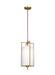 Generation Lighting Perno Mid-Century 1-Light Indoor Dimmable Small Hanging Shade Ceiling Pendant Burnished Brass Gold-White Linen Fabric Shade (CP1401BBS)