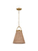 Generation Lighting Chapman And Myers Whitby 1-Light Dimmable Medium Pendant In Burnished Brass Finish With Blonde Rattan And Steel Shade (CP1421BBS)