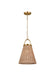 Generation Lighting Chapman And Myers Whitby 1-Light Dimmable Medium Pendant In Burnished Brass Finish With Blonde Rattan And Steel Shade (CP1421BBS)