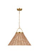 Generation Lighting Chapman And Myers Whitby 1-Light Dimmable Grand Pendant In Burnished Brass Finish With Blonde Rattan And Steel Shade (CP1441BBS)