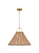 Generation Lighting Chapman And Myers Whitby 1-Light Dimmable Grand Pendant In Burnished Brass Finish With Blonde Rattan And Steel Shade (CP1441BBS)