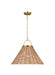 Generation Lighting Chapman And Myers Whitby 1-Light Dimmable Grand Pendant In Burnished Brass Finish With Blonde Rattan And Steel Shade (CP1441BBS)