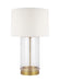 Generation Lighting Garrett Table Lamp Burnished Brass Finish With White Linen Fabric Shade (CT1001BBS1)