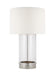 Generation Lighting Garrett Table Lamp Polished Nickel Finish With White Linen Fabric Shade (CT1001PN1)