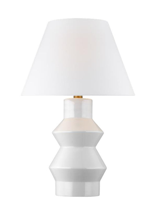 Generation Lighting Abaco Large Table Lamp Arctic White Finish With White Linen Fabric Shade (CT1041ARCBBS1)