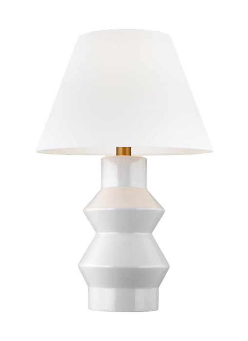 Generation Lighting Abaco Large Table Lamp Arctic White Finish With White Linen Fabric Shade (CT1041ARCBBS1)