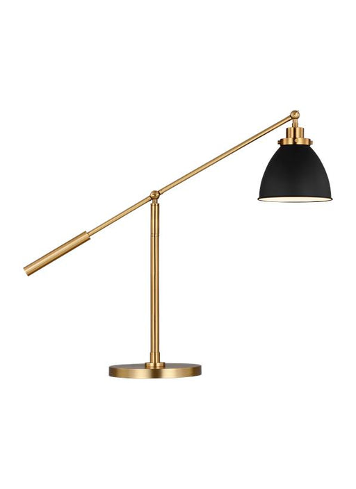 Generation Lighting Wellfleet Dome Desk Lamp Midnight Black and Burnished Brass Finish With Midnight Black Steel Shade (CT1101MBKBBS1)