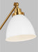 Generation Lighting Wellfleet Dome Desk Lamp Matte White and Burnished Brass Finish With Matte White Steel Shade (CT1101MWTBBS1)