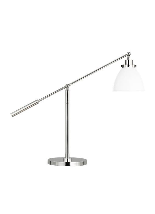 Generation Lighting Wellfleet Dome Desk Lamp Matte White and Polished Nickel Finish With Matte White Steel Shade (CT1101MWTPN1)