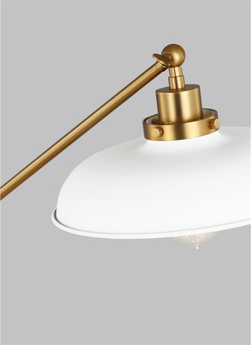 Generation Lighting Wellfleet Wide Desk Lamp Matte White and Burnished Brass Finish With Matte White Steel Shade (CT1111MWTBBS1)